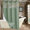 Conbo Mio Stall No Hook Sage Green Shower Curtain with Snap-in Liner
