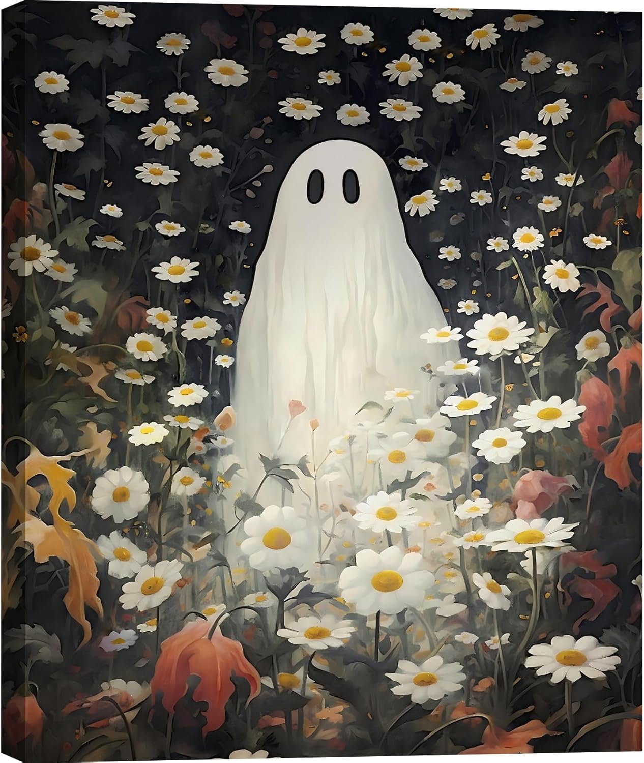Fall Floral Canvas Poster for Dark Romantic Halloween Decor