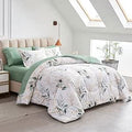 Joyreap 6 Piece Bed in a Bag Twin Set with Green Leaves Design