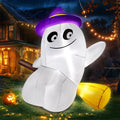 5FT Halloween Inflatable Ghost Sitting on Broom - Cute LED Yard Decor