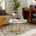 Round Coffee Table Small Wood Coffee Table with Metal Frame - Compact