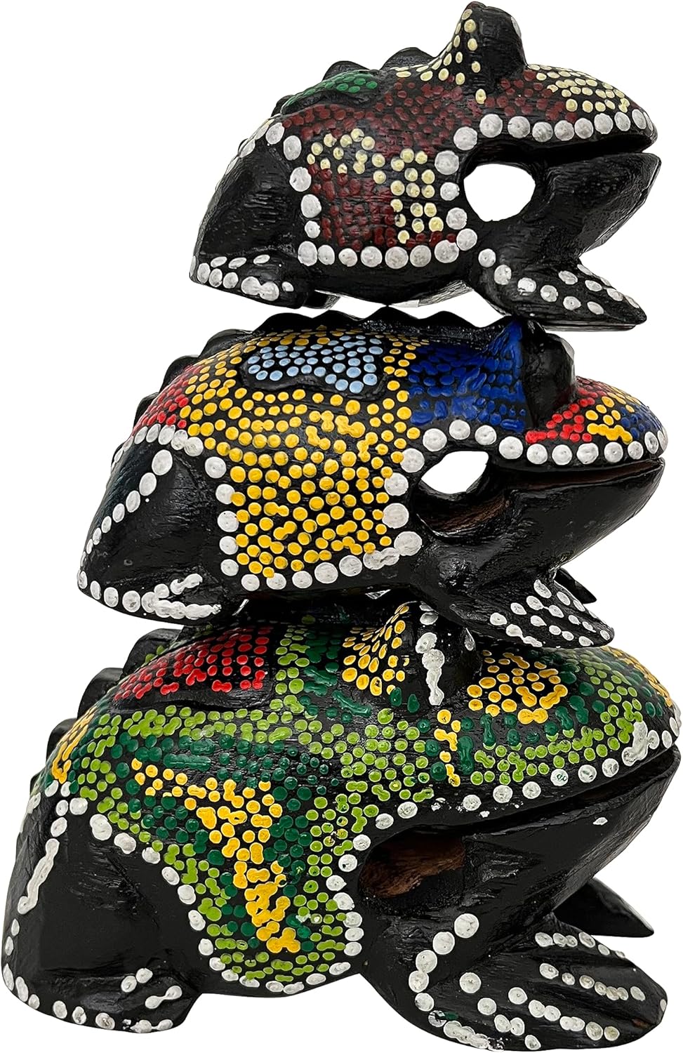 Set of 3 Hand Painted Wooden Frog Guiro Rasps for Music Lovers