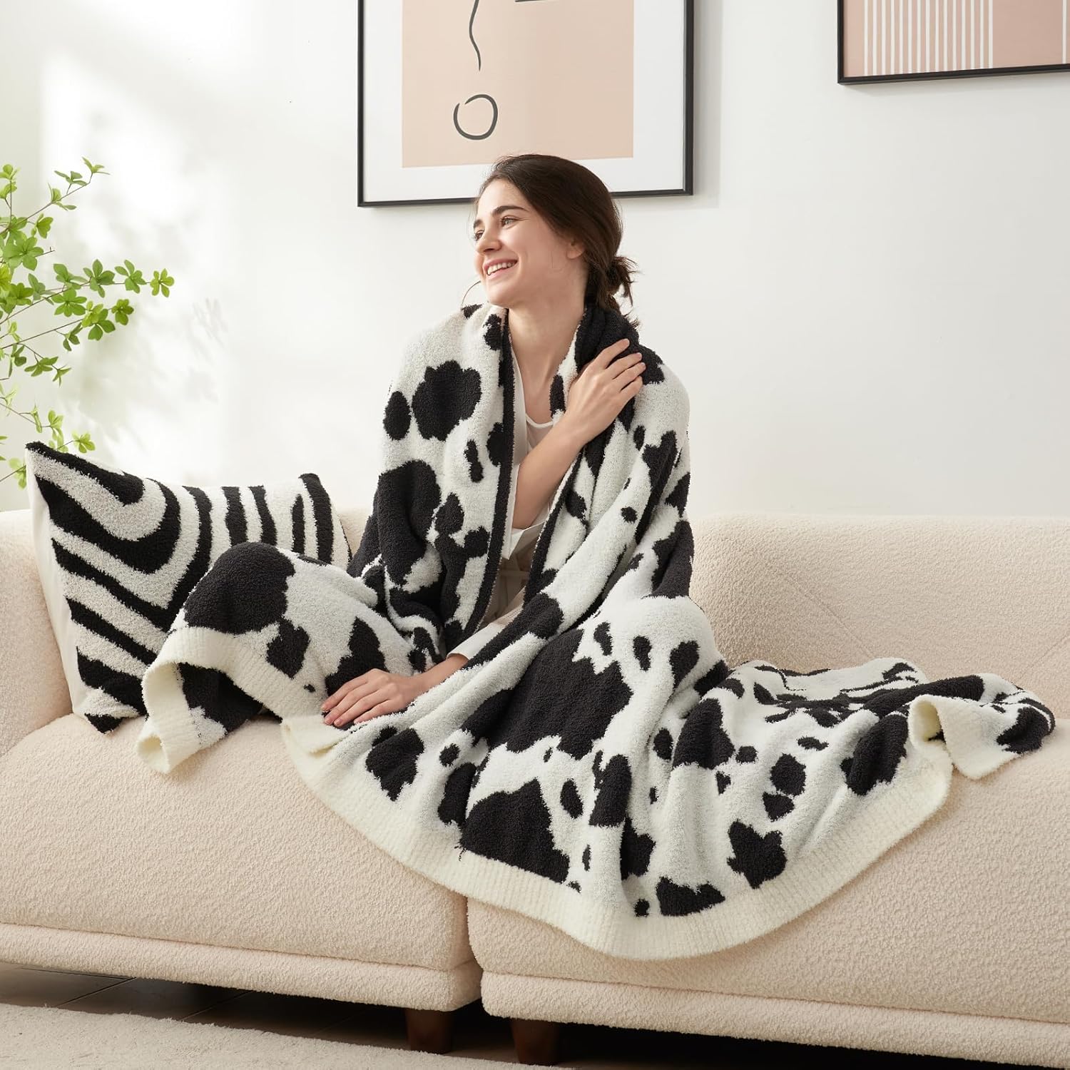 Snuggle Sac Cow Pattern Blanket - Ultra Soft Plush Bedding