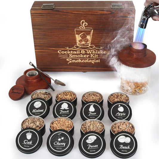 Smokeologist Smoker Kit: 8 Wood Flavors, Torch, Luxury Box