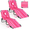 GYMAX Tanning Chair Beach Lounge - Adjustable Folding Chaise