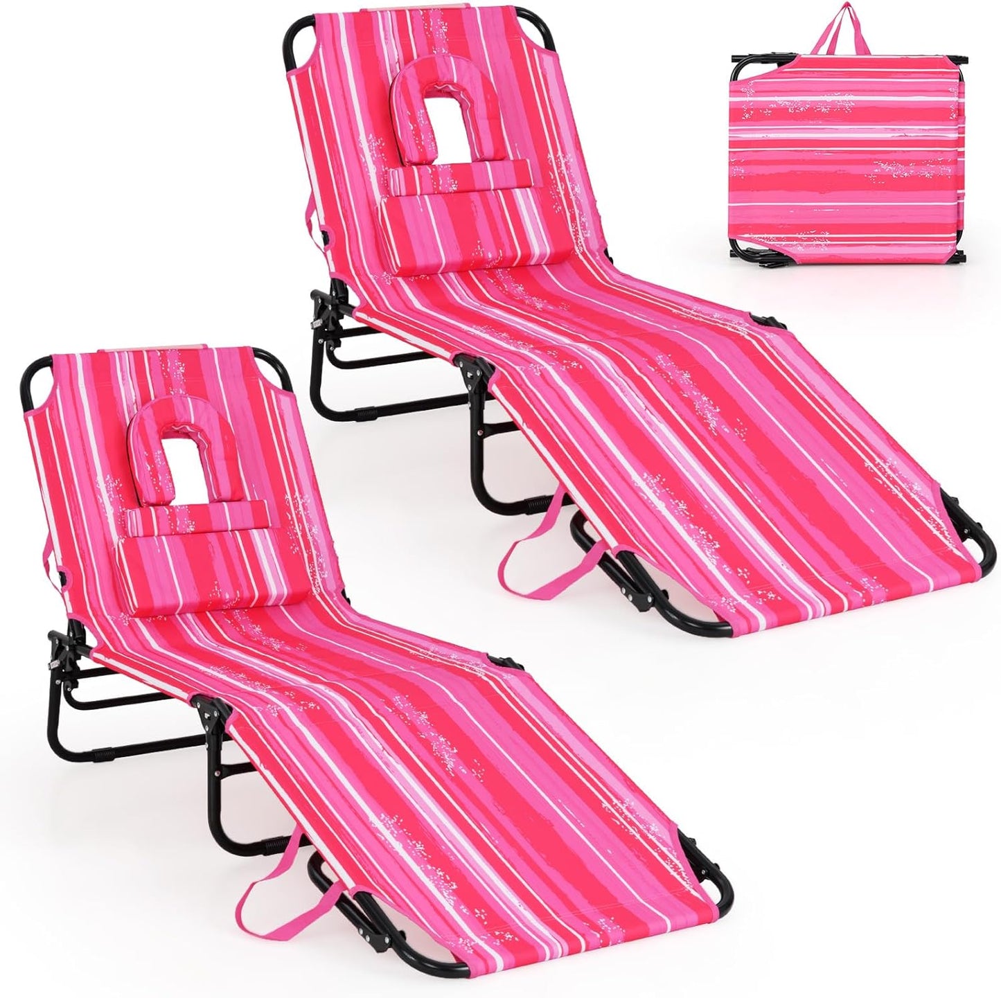 GYMAX Tanning Chair with Face Hole for Ultimate Comfort