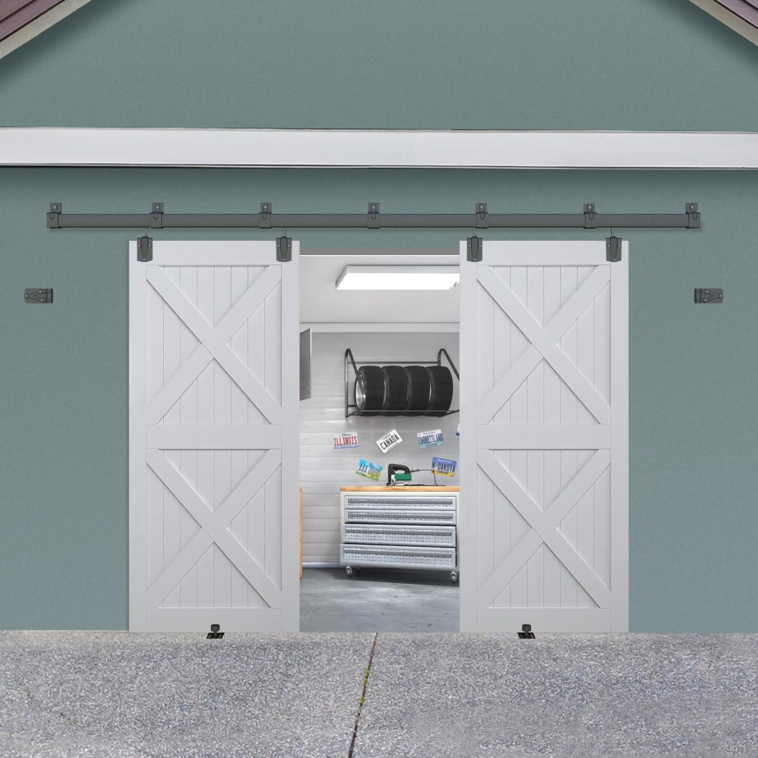 10FT Sliding Barn Door Hardware Kit for Heavy Duty Doors