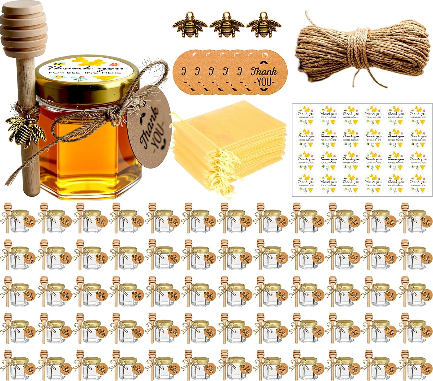 Mini Honey Jars with Dipper - Perfect for Favors and Gifts
