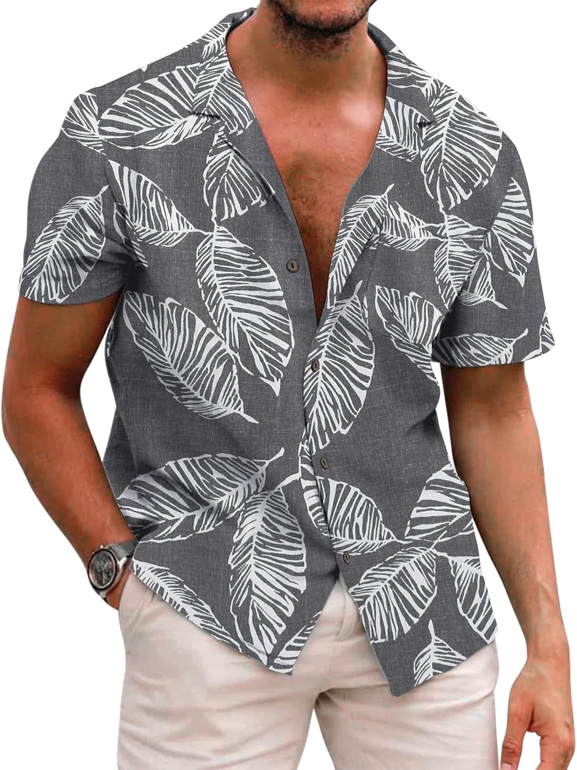 COOFANDY Mens Hawaiian Shirt Short Sleeve Casual Floral Style