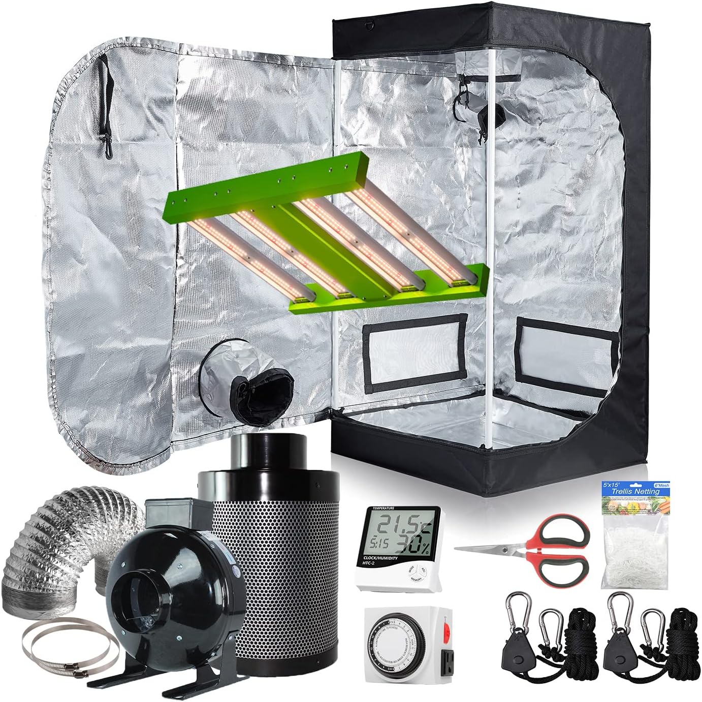 Hydro Plus 2x2x4 Grow Tent Kit - Complete Indoor Growing System with 100W LED Light