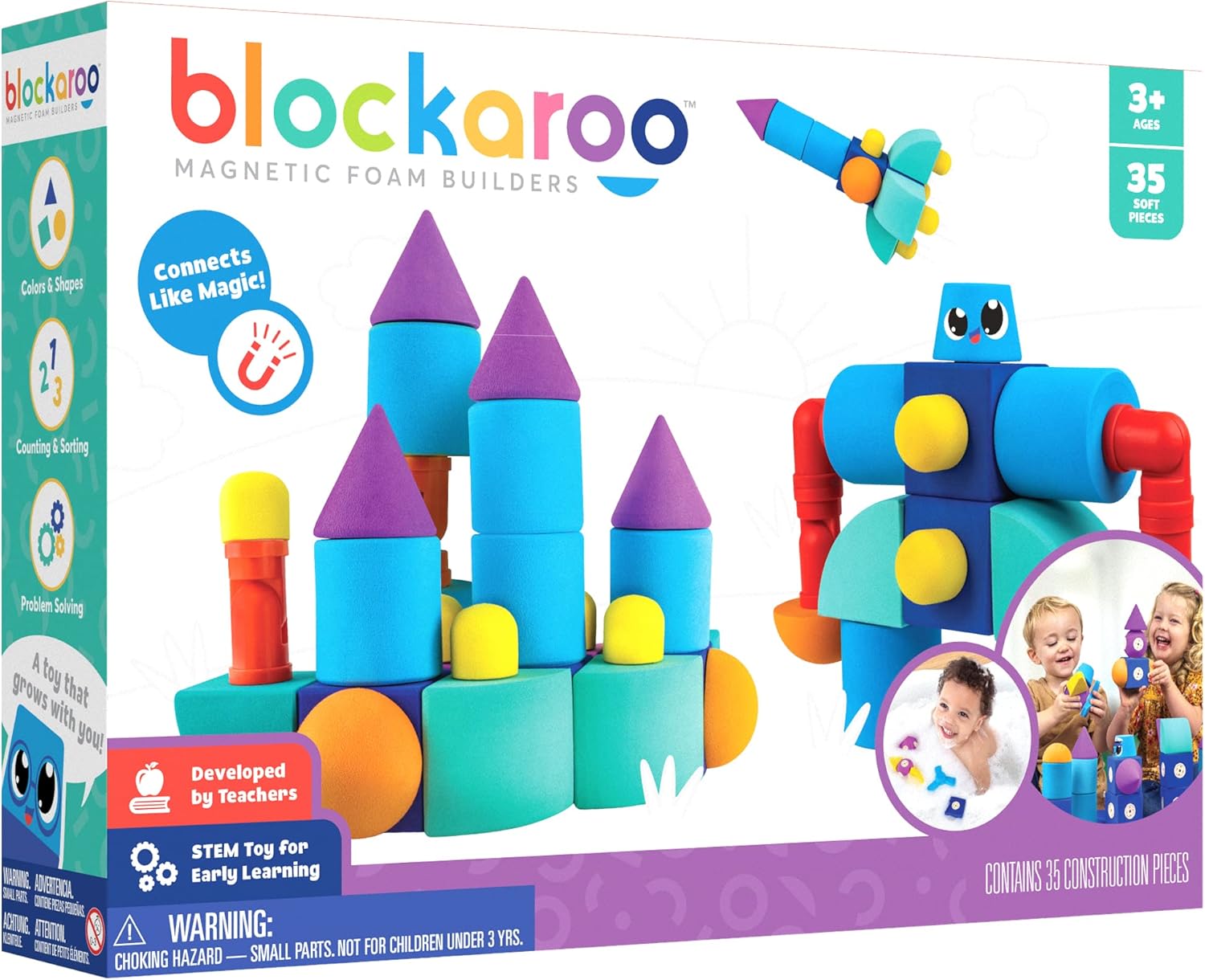 Blockaroo Magnetic Foam Building Blocks for Creative Play