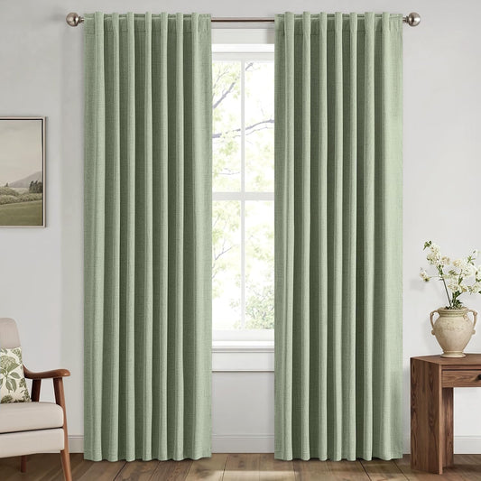 MIULEE Blackout Linen Curtains for Bedroom and Living Room