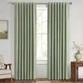 Blackout Linen Curtains Sage Green - 100% Room Darkening Panels
