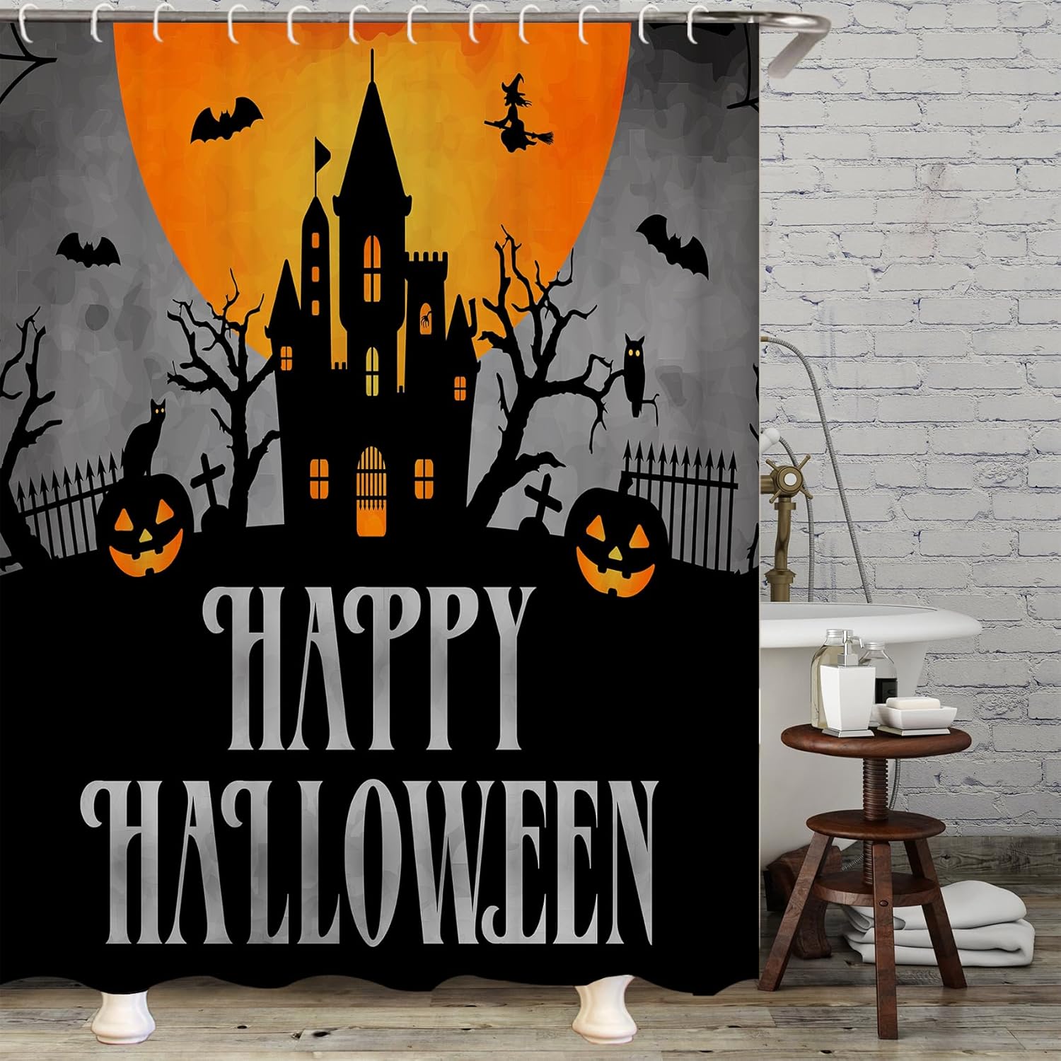 Spooky Shower Curtain Set - 12 Hooks Included!