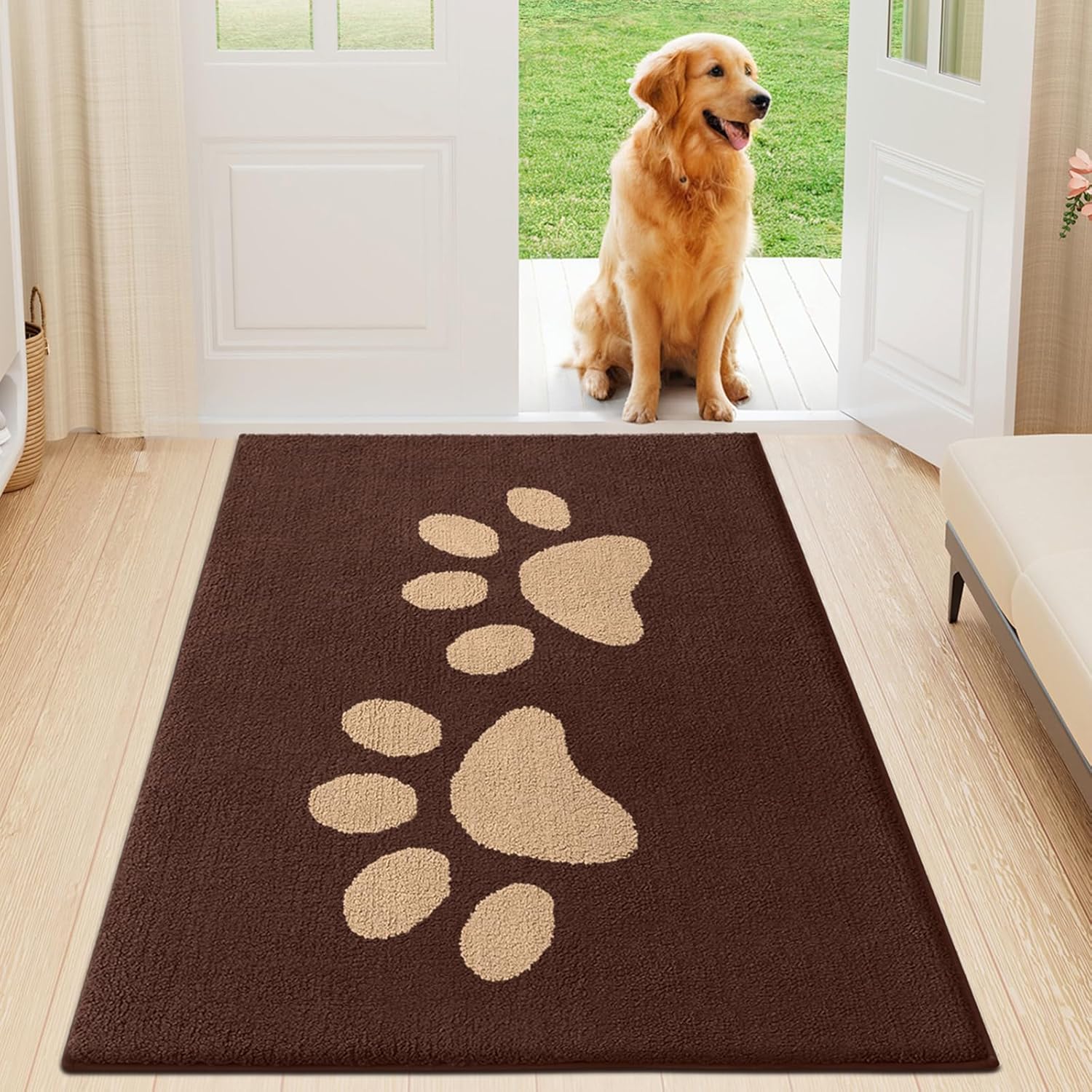 Buganda Dog Door Mat for Muddy Paws - Absorbent & Washable