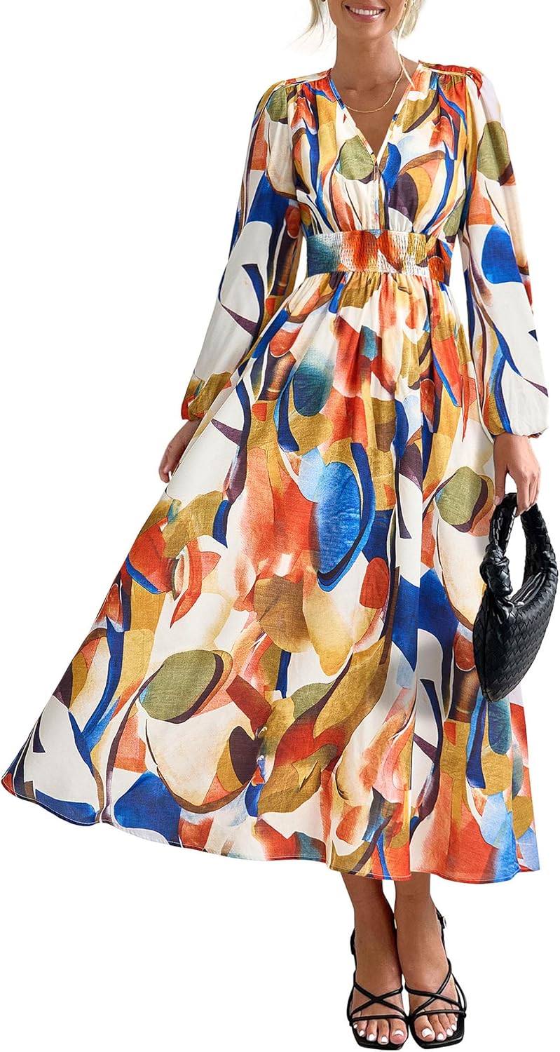 PRETTYGARDEN Women's Floral Midi Dress for Casual Elegance