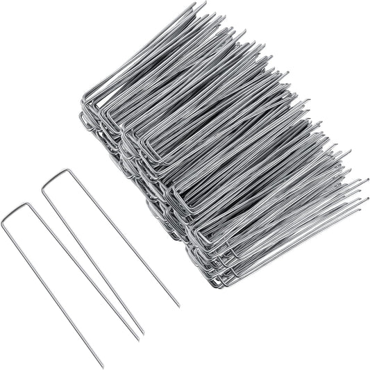 50 Pack Galvanized Landscape Staples - Anti-Rust Yard Stakes