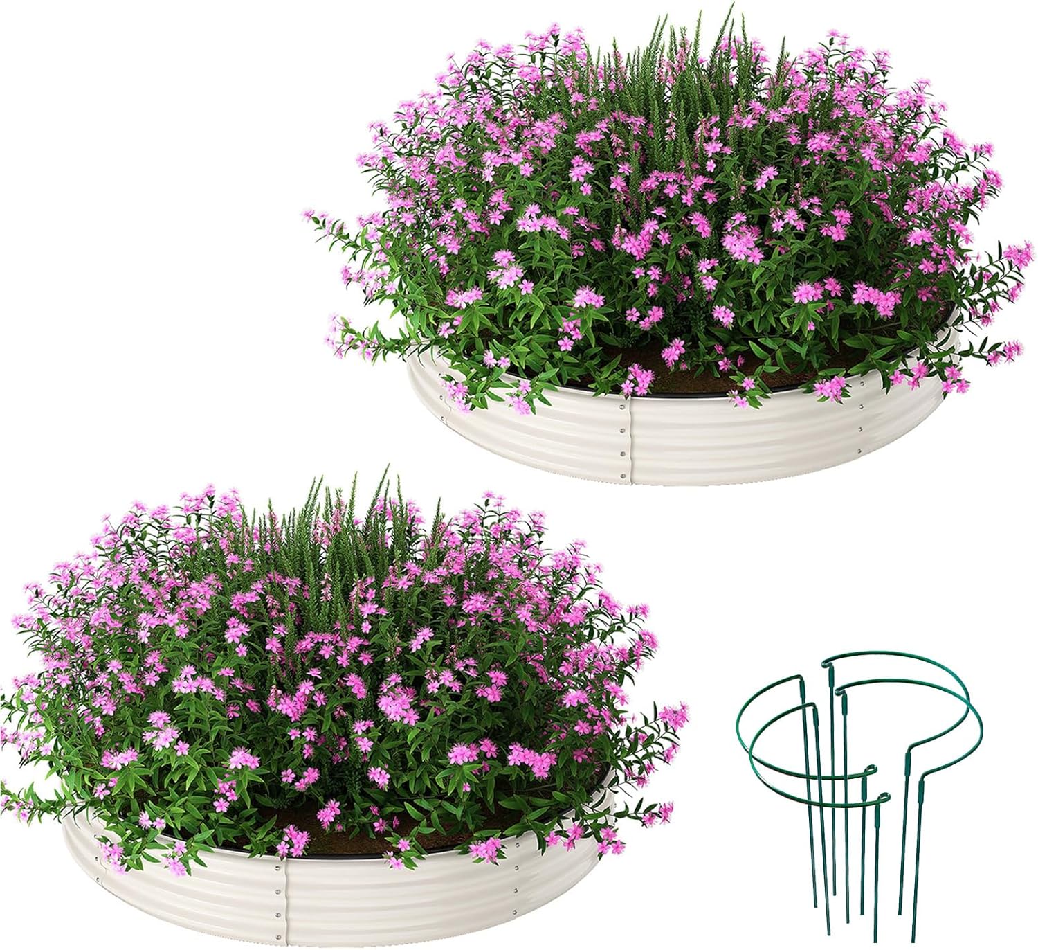 Galvanized Metal Planter Round Raised Garden Bed Kit for Outdoor