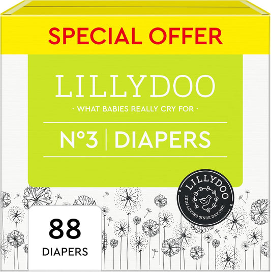 LILLYDOO Size 3 Diapers - Ultra-Absorbent Half-Month Supply