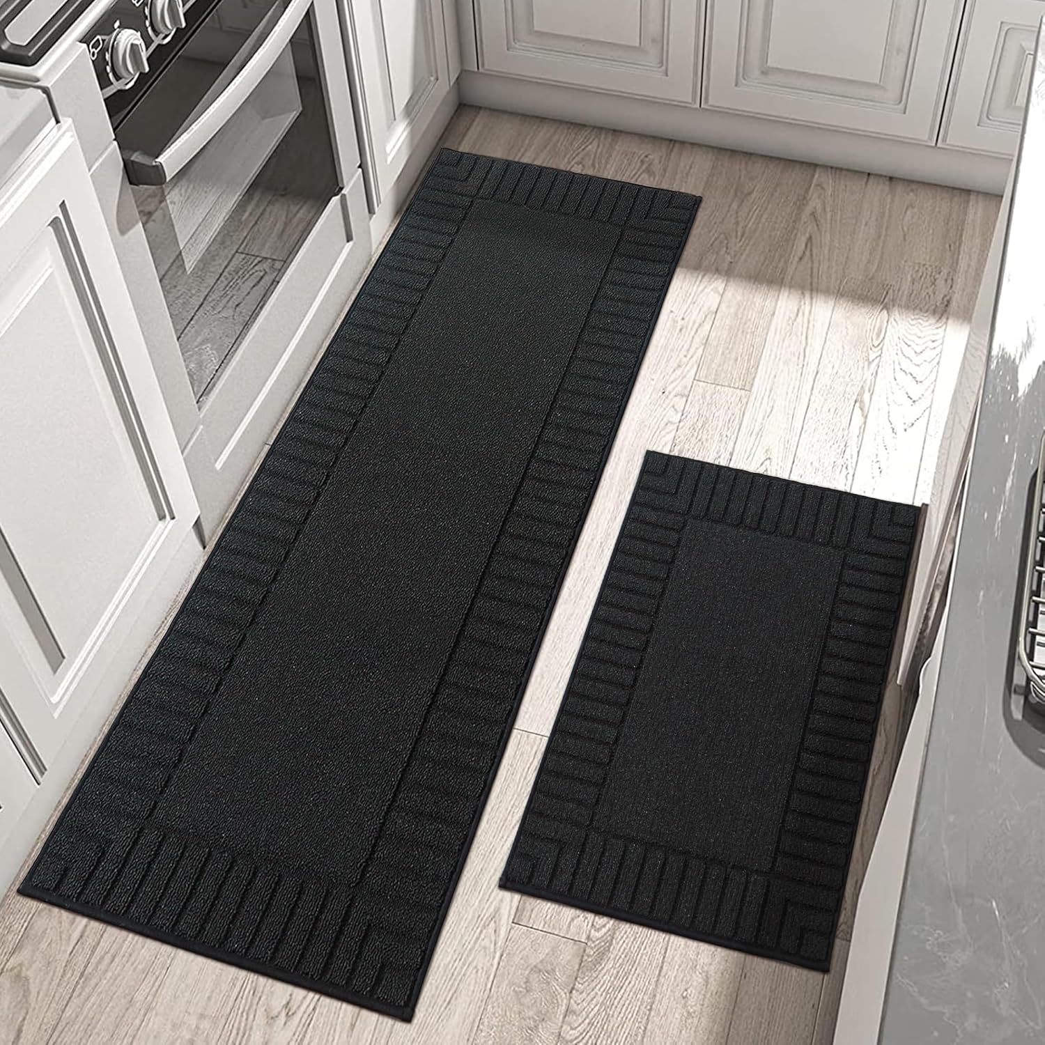 Non Slip Kitchen Floor Mat Set - 2 PCS Absorbent Rugs