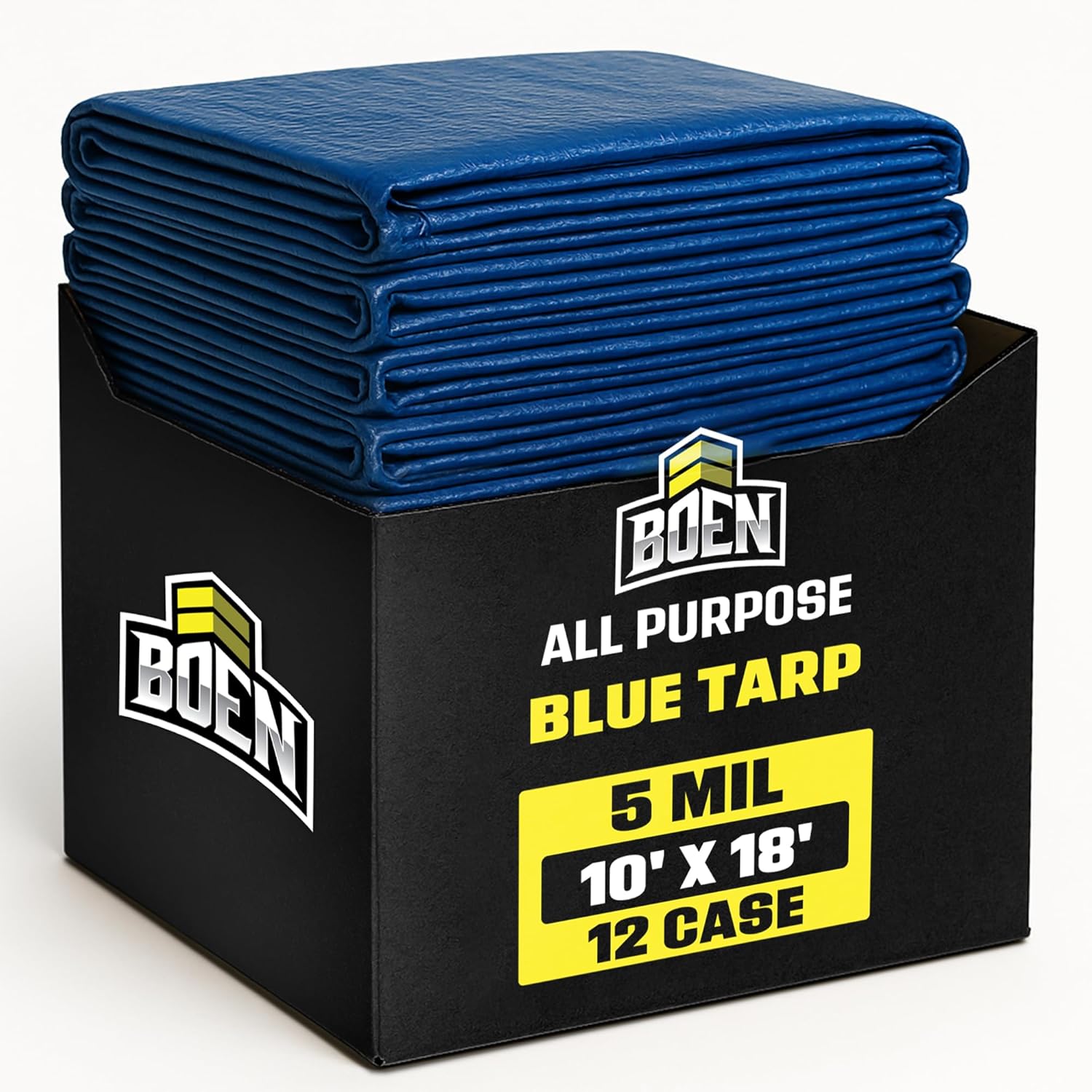 Boen 10ft x 18ft Blue Poly Tarps - Reliable Waterproof Covers