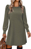 Stylish Zeagoo Women's Knit Dress with Puff Sleeves for Autumn