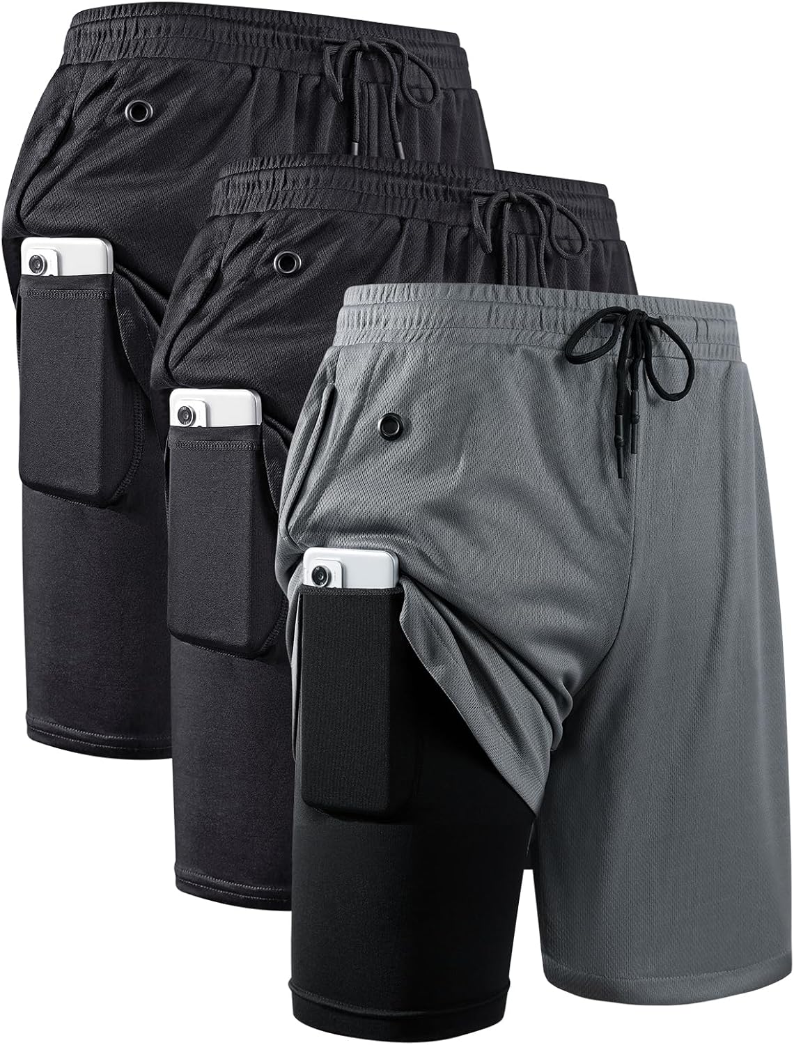 JWJ Mens 2 in 1 Running Shorts Quick Dry Athletic Workout Gear