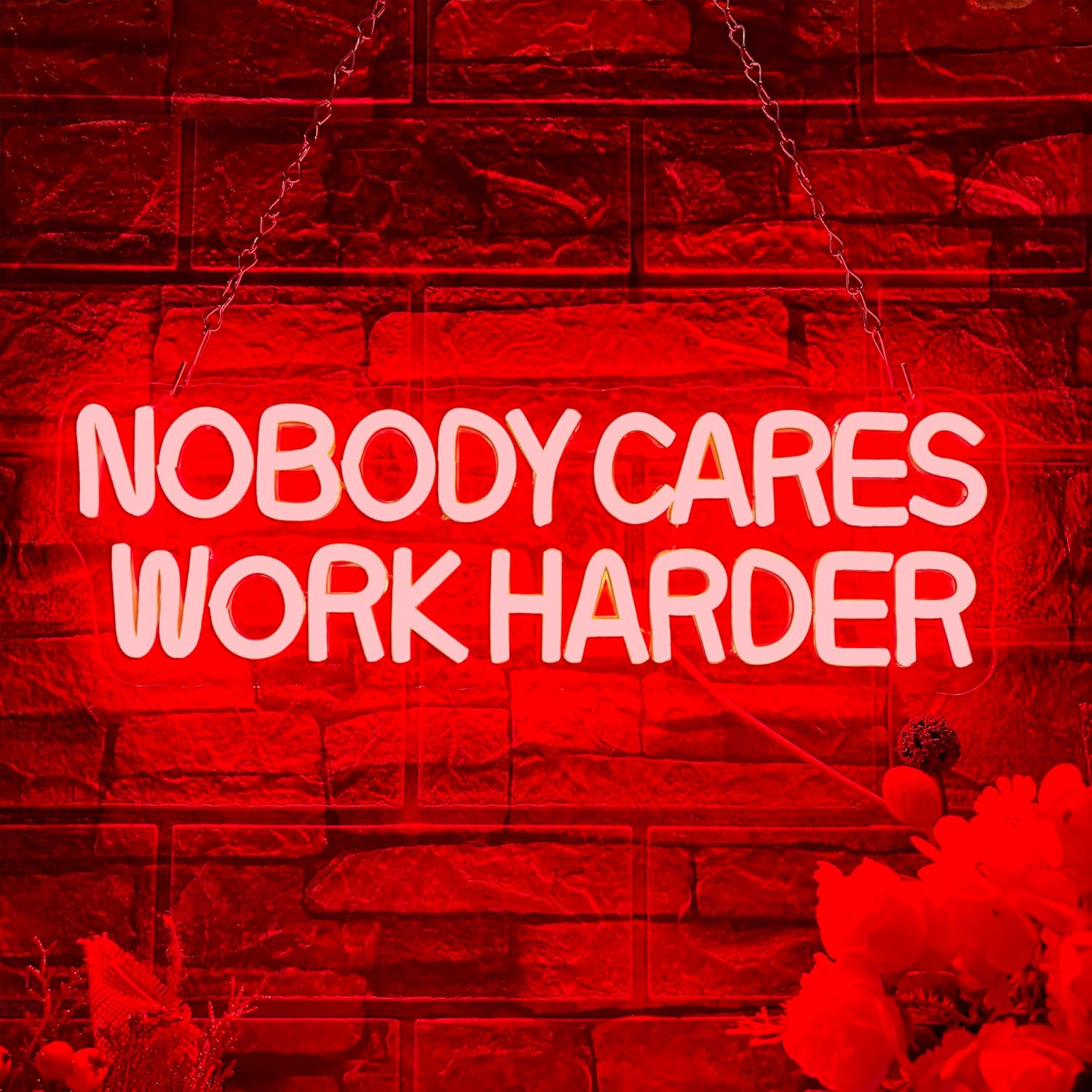 Motivational Neon Sign for Office Gym - Work Harder LED Light