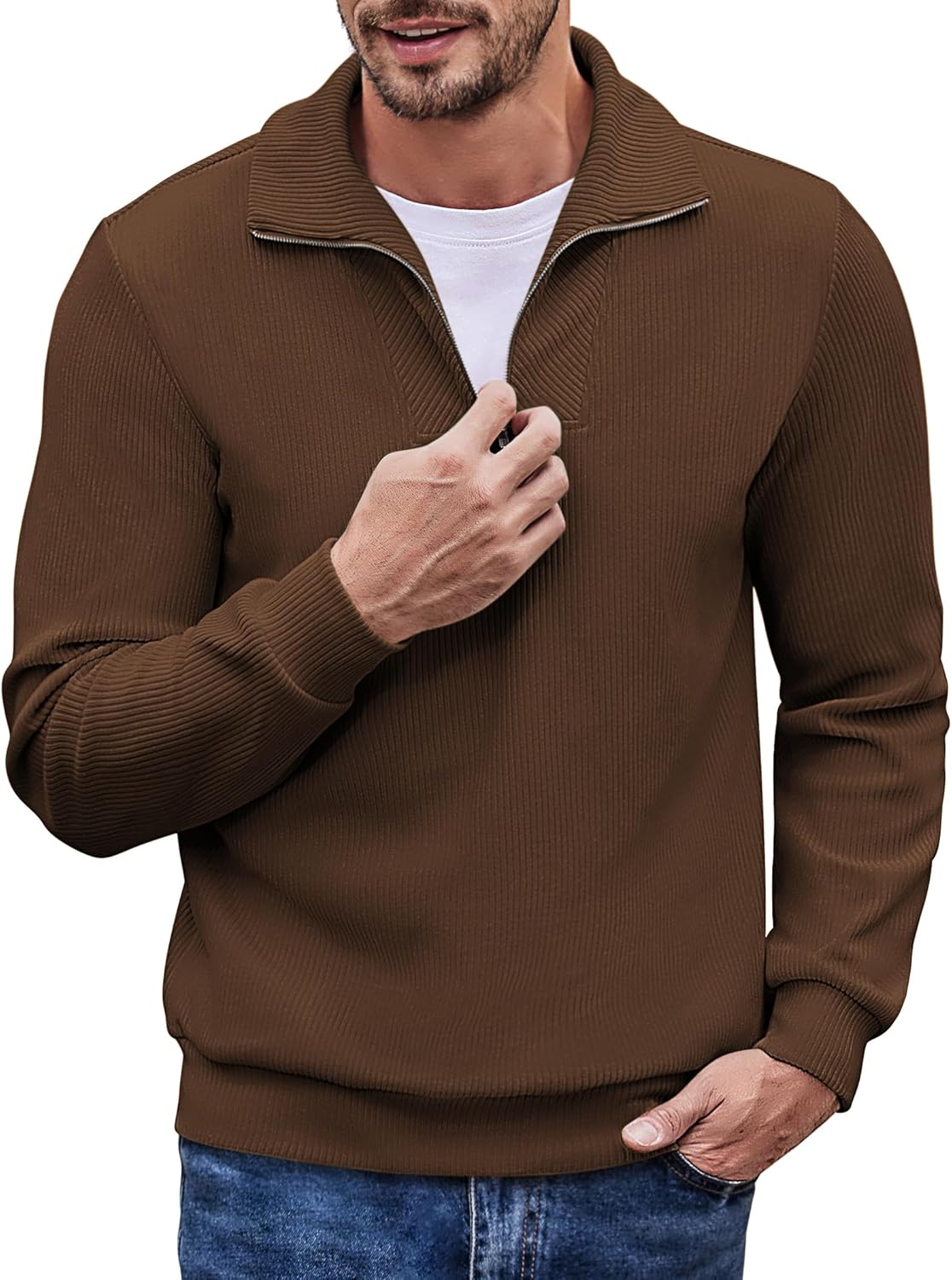COOFANDY Men's Quarter Zip Pullover for Casual Style and Comfort