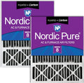 Nordic Pure 20x25x5 Replacement Air Filter MERV 8 + Carbon 2 Pack