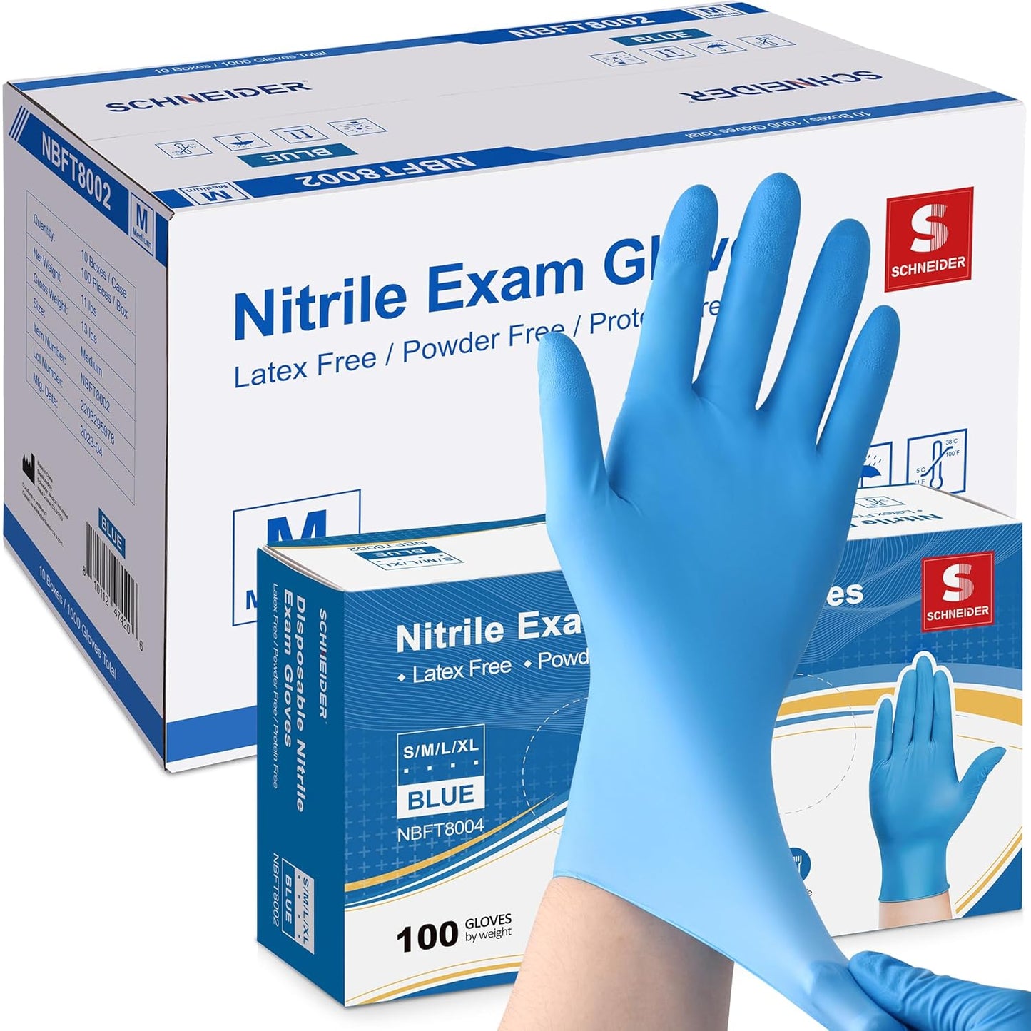 Schneider Nitrile Exam Gloves - Heavy Duty Disposable Gloves