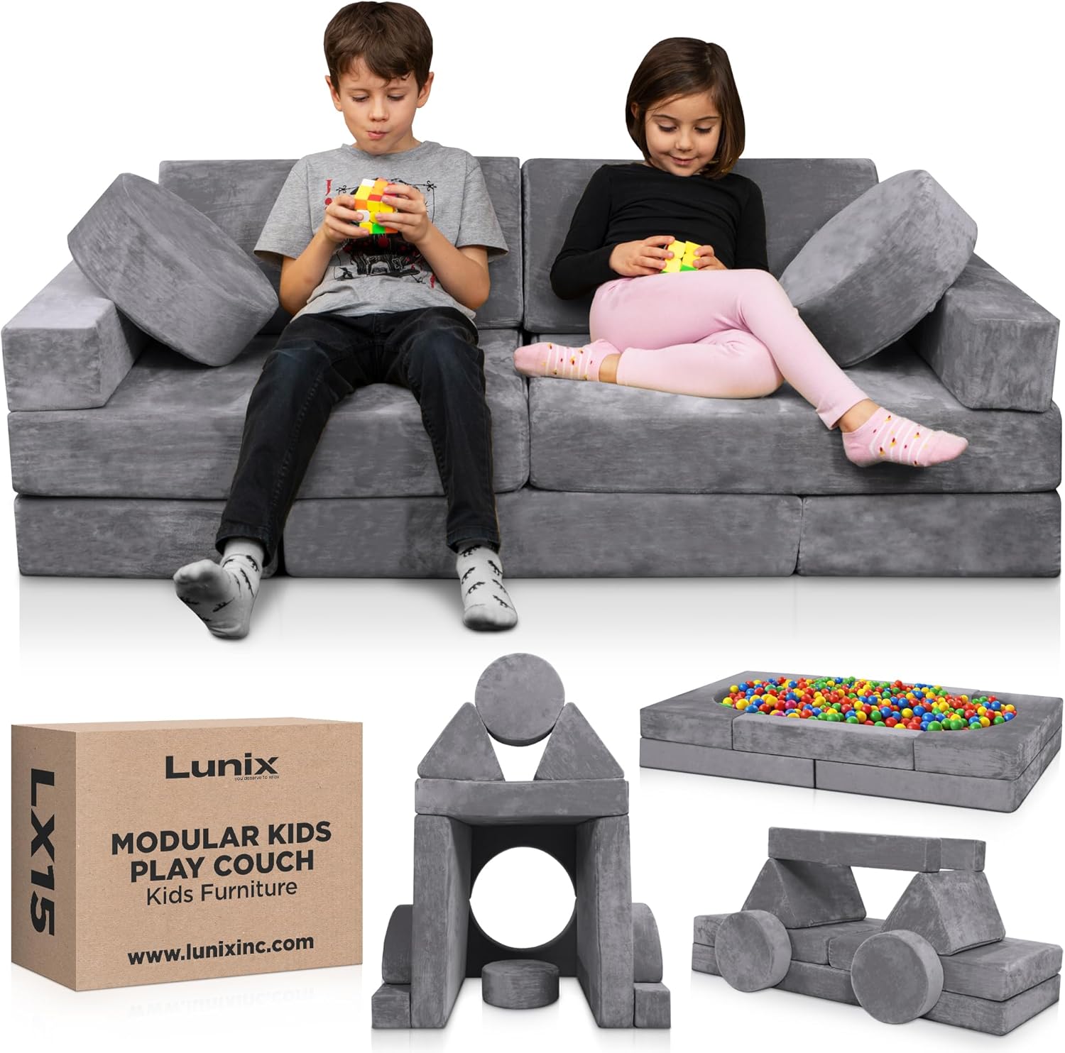 Lunix LX15 Modular Kids Play Couch for Endless Creativity
