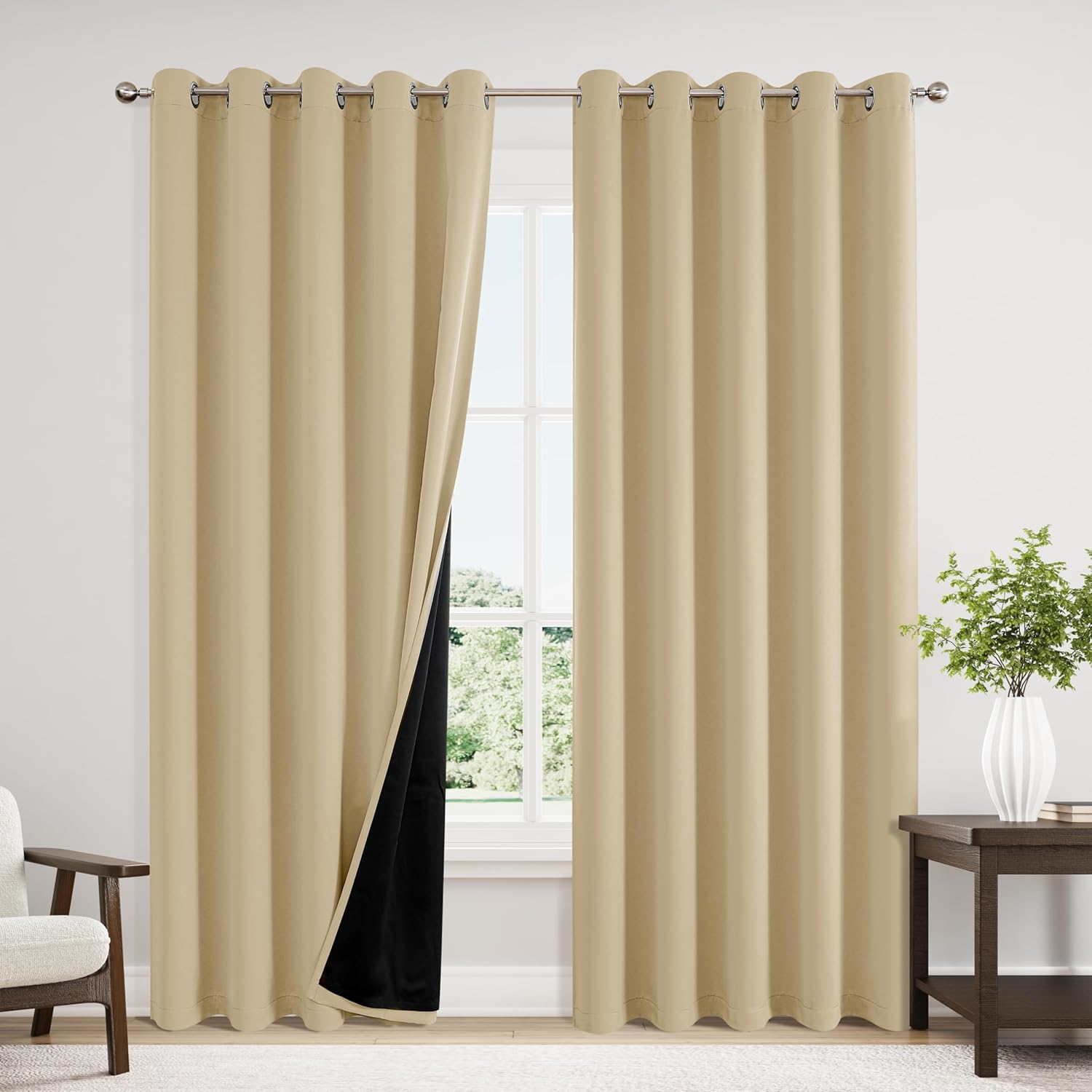 ChrisDowa 100% Blackout Curtains for Bedroom, 60 x 84 Inch