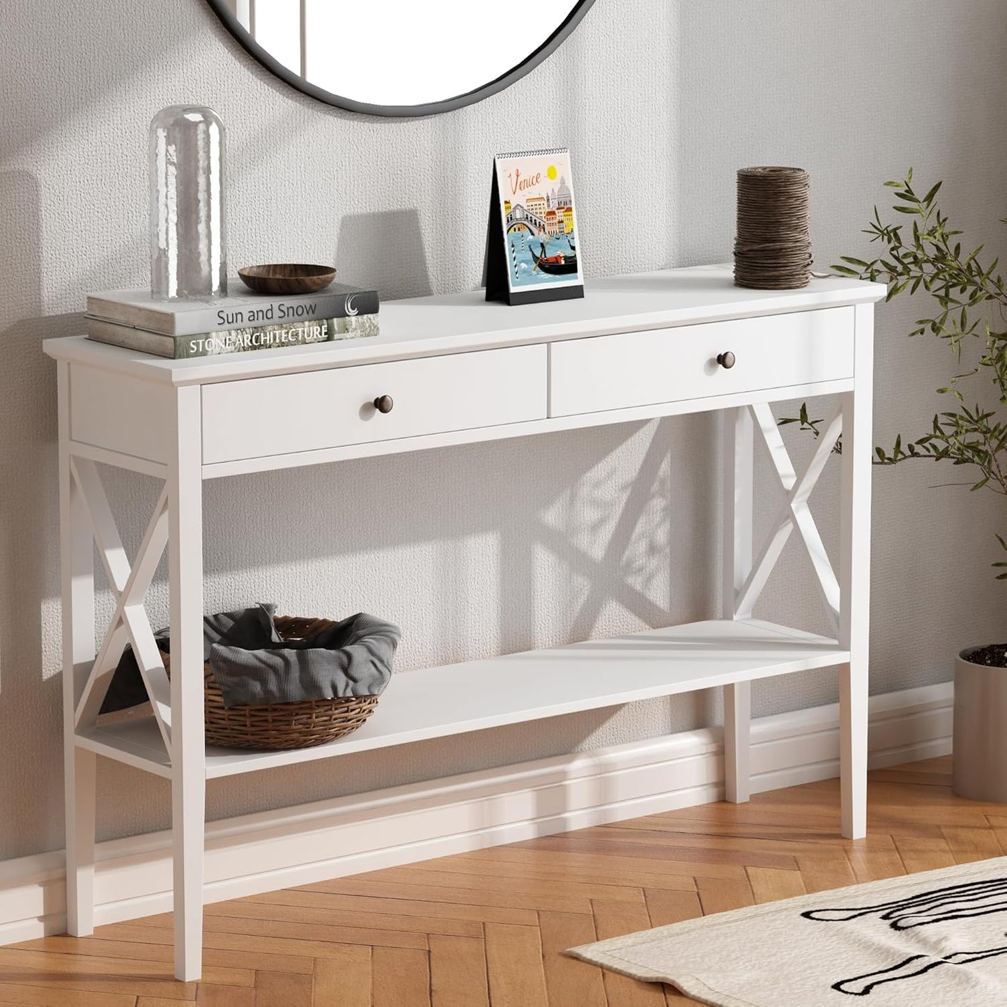 ChooChoo 47 Inch Console Table with Drawers for Entryway