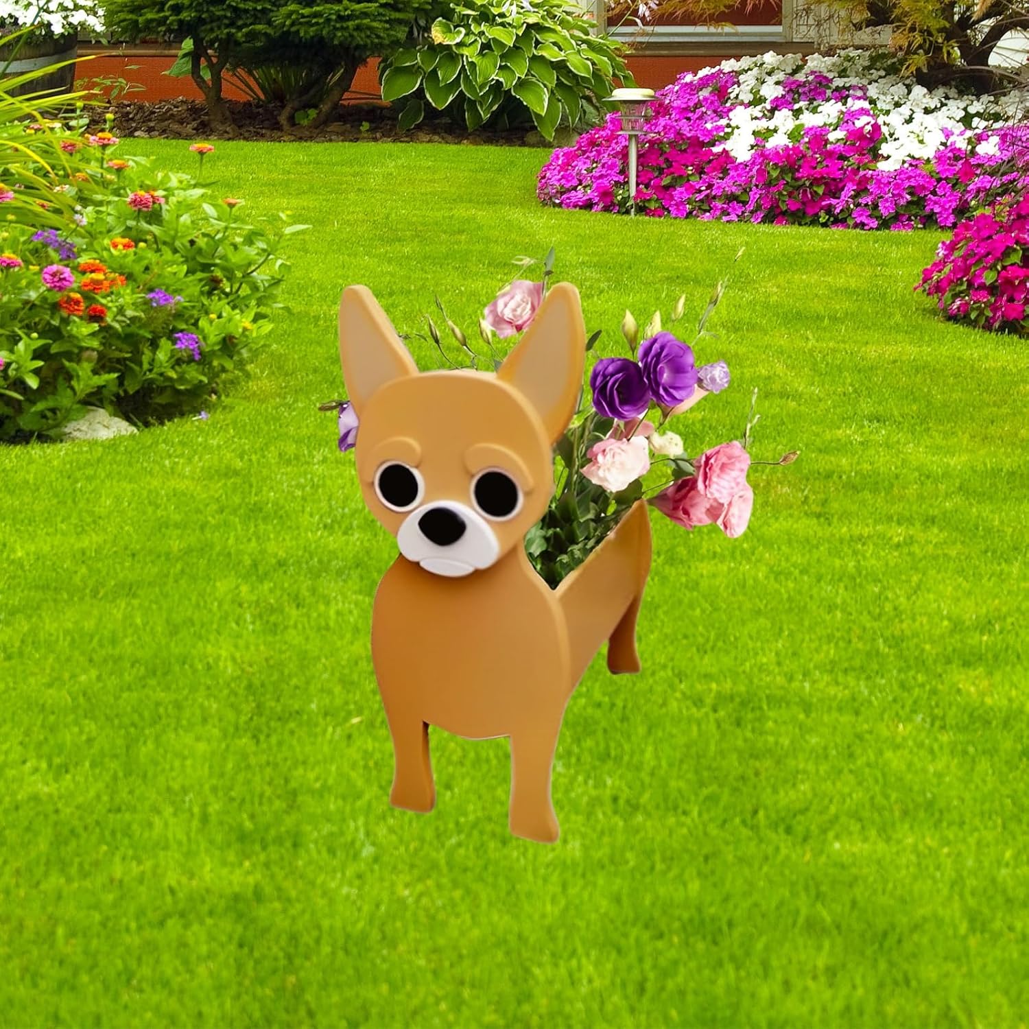 Unique Yellow Chihuahua Dog Planter for Pet Lovers' Gardens