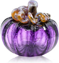 Handmade Glass Pumpkin (Squat, Plum) - Distinctive Table Top Decor