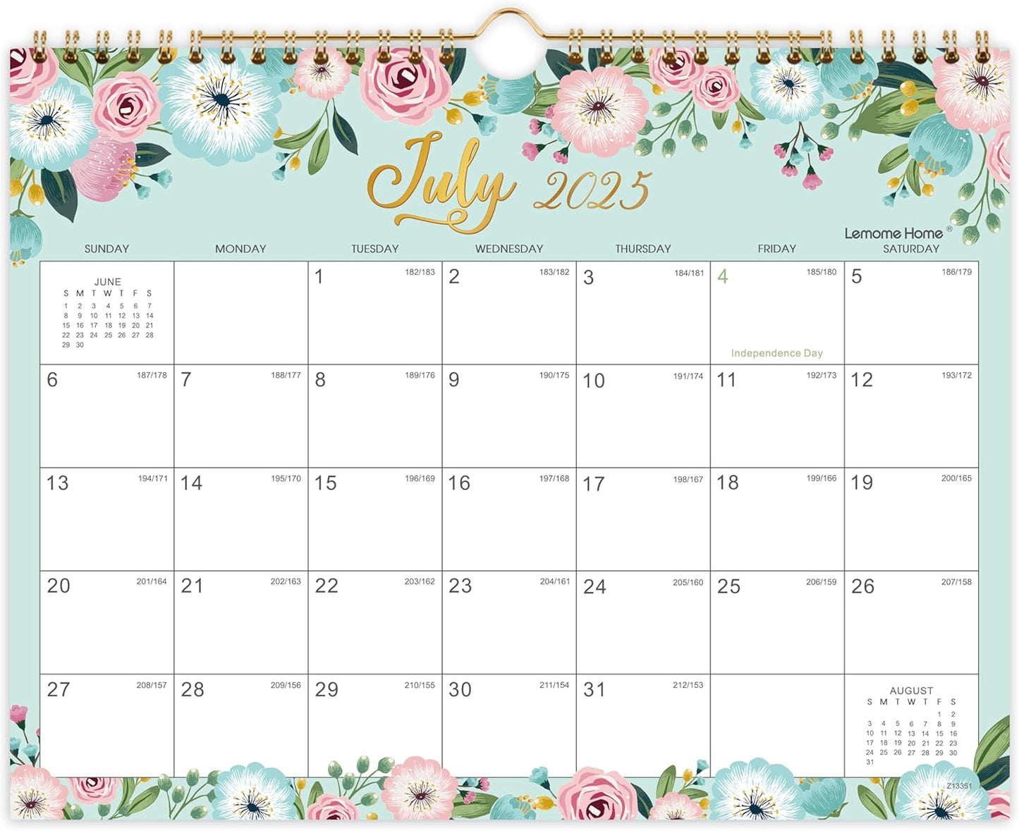 Lemome Floral Wall Calendar 2025-2026 - Twin-Wire Binding, Thick Paper - Stay Organized in Style!