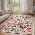 Rug for Living Room 5x7 Area Rug Floral Vintage - Soft, Low Pile