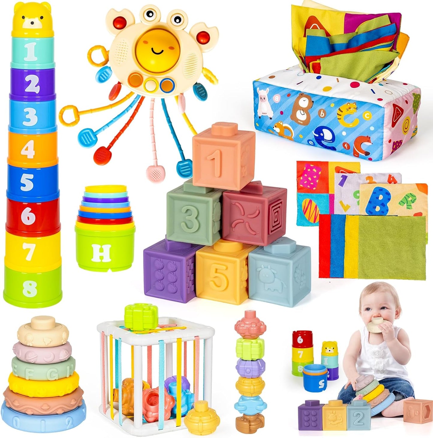 6 in 1 Montessori Toys for Babies - Sensory Learning Fun