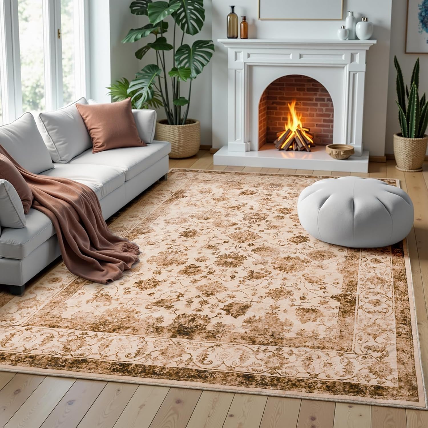 Zentavio 8x10 Washable Area Rugs for Vintage Living Spaces