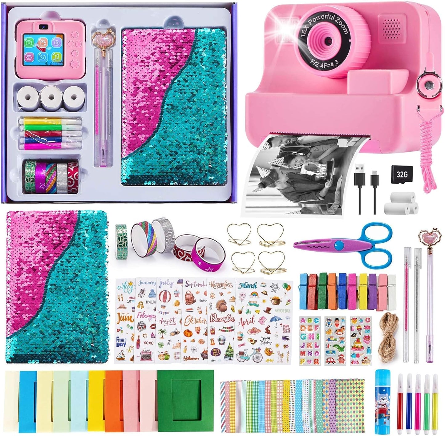 Kids Instant Print Camera with DIY Journal Kit for Fun Memories