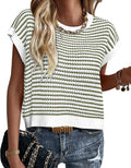PRETTYGARDEN Striped Short Sleeve Sweater Vest Top - Versatile Knit