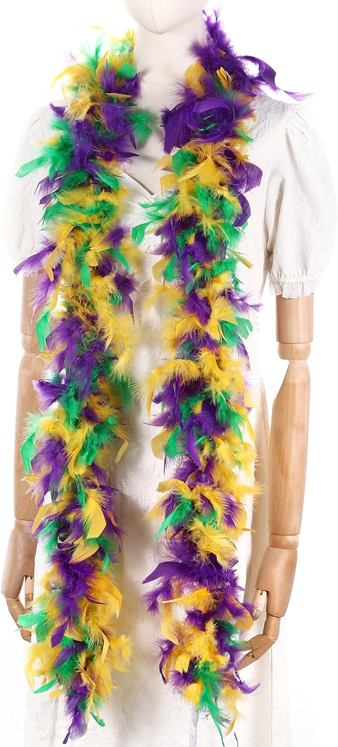 Mardi Gras Feather Boa - Vibrant 2 Yards for Festive Fun!