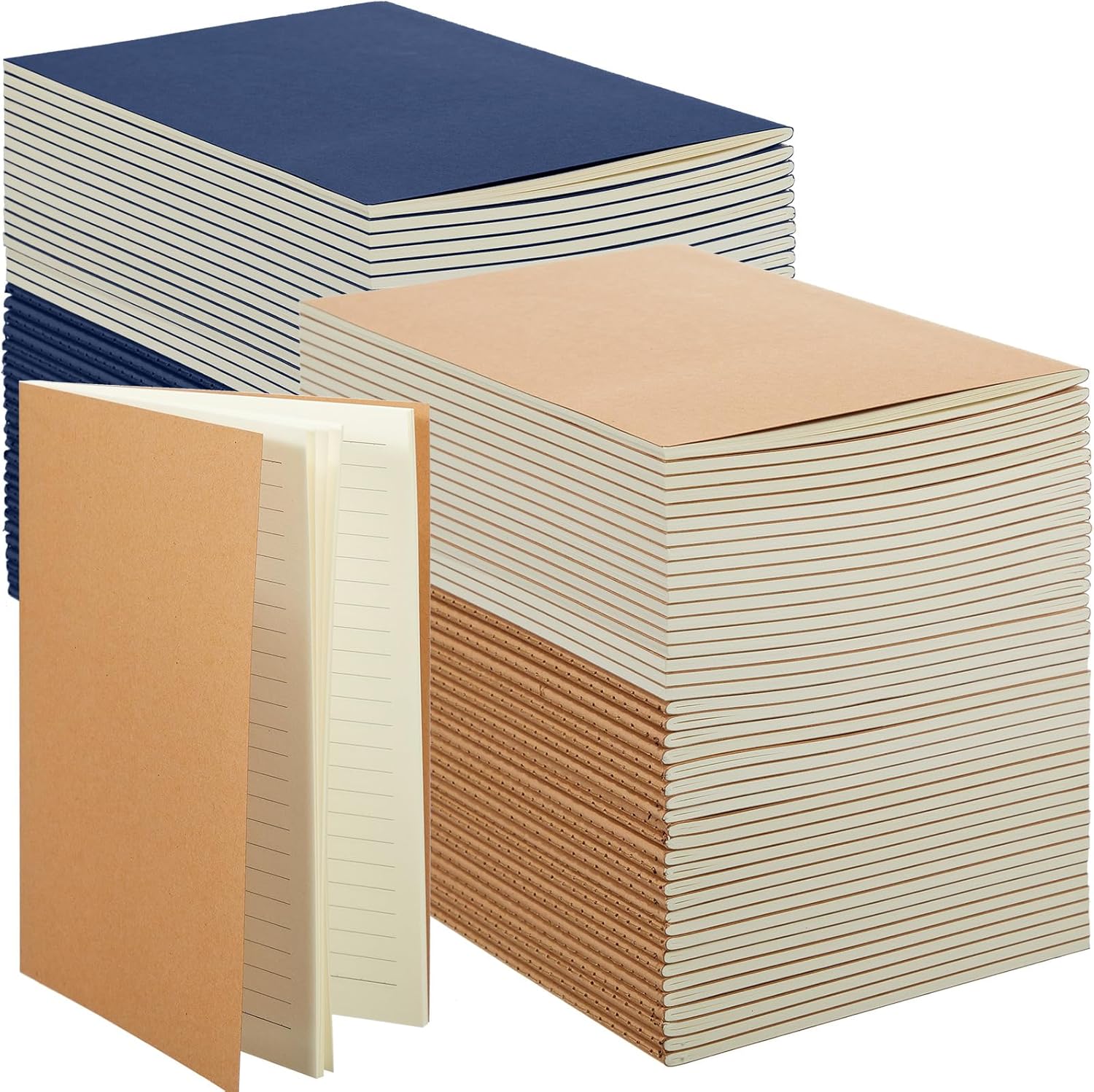 100 Pcs Kraft Notebook Journals for Writing and Sketching