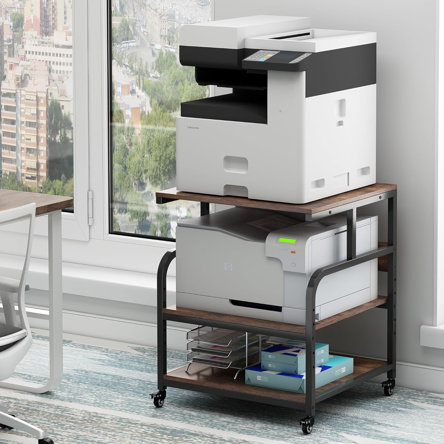 Extra Large 3 Tier Printer Stand with Adjustable Storage Shelf