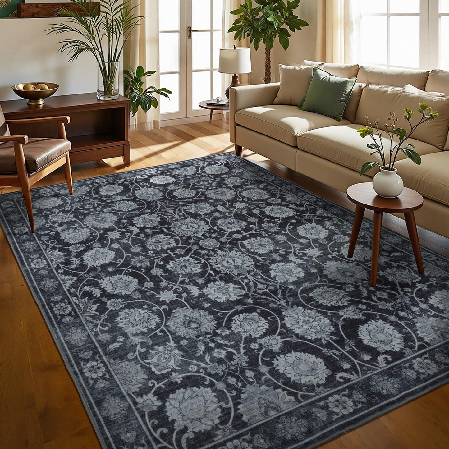 6x9 Area Rug for Living Room & Bedroom, Vintage Distressed Design