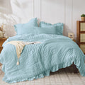 Blue Comforter Full Size Ruffle Seersucker Set - Lightweight All