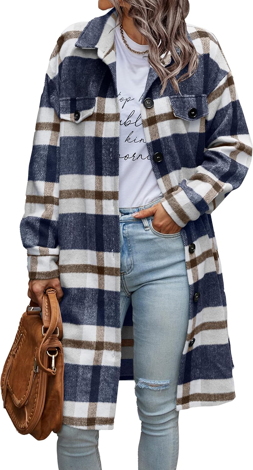 Womens Plaid Shacket Jacket for Fall Fashion and Winter Wear
