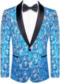 Hi-Tie Men Suit Jacket Blazer Shawl Lapel One Button Slim Fit