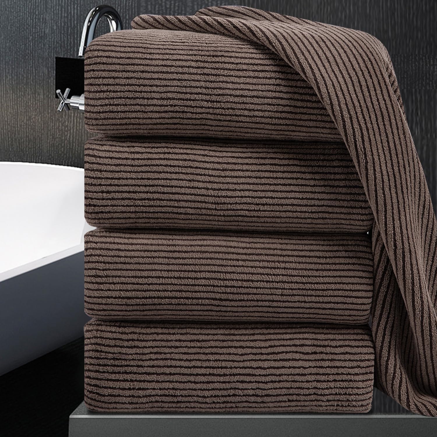 Oversized Bath Towel Set 4 Piece Ultra Soft Fluffy Luxury